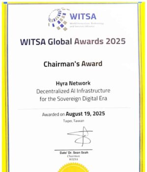Hyra Network Wins Prestigious Chairman’s Award 2025 at WITSA Global AI Summit